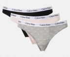 Calvin Klein Women's Carousel Thong 3-Pack - Black/Nymph's Thigh/CK Grey Heather