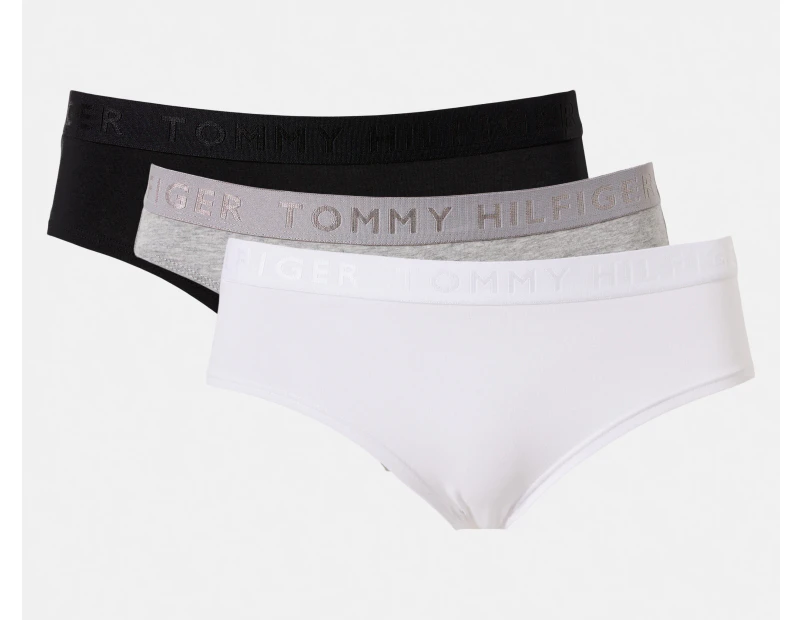 Tommy Hilfiger Women's Cotton Hipster Briefs 3-Pack - Grey/White/Black