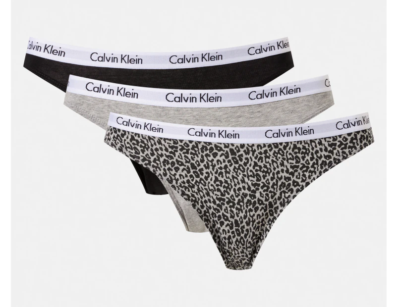 Calvin Klein Women's Carousel Bikini Briefs 3-Pack - Black/Grey Heather/Scattered Leopard