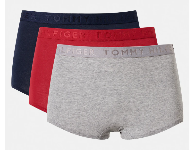 Tommy Hilfiger Women's Cotton Boyshorts 3-Pack - Red/Grey/Navy