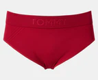 Tommy Hilfiger Women's Seamless Hipster Briefs w/ Debossed Logo 3-Pack - Red/Grey/Black