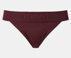 Tommy Hilfiger Women's Seamless String Bikini Briefs w/ Debossed Logo 3-Pack - Wine/Beige/Black