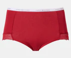 Tommy Hilfiger Women's Cotton Lace Logo Waistband Briefs 3-Pack - Red/Grey/Navy