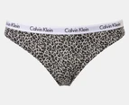 Calvin Klein Women's Carousel Thong 3-Pack - Black/Grey Heather/Scattered Leopard