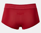 Tommy Hilfiger Women's Microfibre Wide Mesh Waistband Boyshorts 3-Pack - Red/Beige/Black