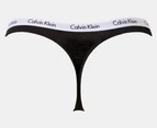 Calvin Klein Women's Carousel Thong 3-Pack - Black/Grey Heather/Scattered Leopard