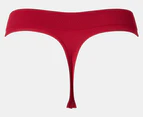 Tommy Hilfiger Women's Seamless Thongs w/ Debossed Logo 3-Pack - Red/Grey/Black