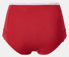 Tommy Hilfiger Women's Cotton Lace Logo Waistband Briefs 3-Pack - Red/Grey/Navy