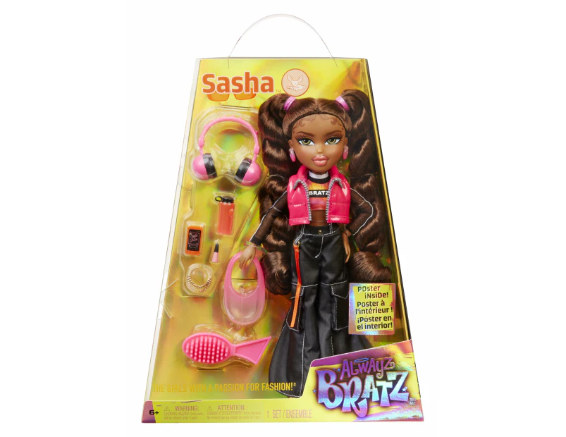 Bratz Alwayz Fashion Doll - Sasha - With 10 Accessories and Poster - Kids Toy - Great for Ages 6 and Older - Toy for Kids - Perfect Gift for children