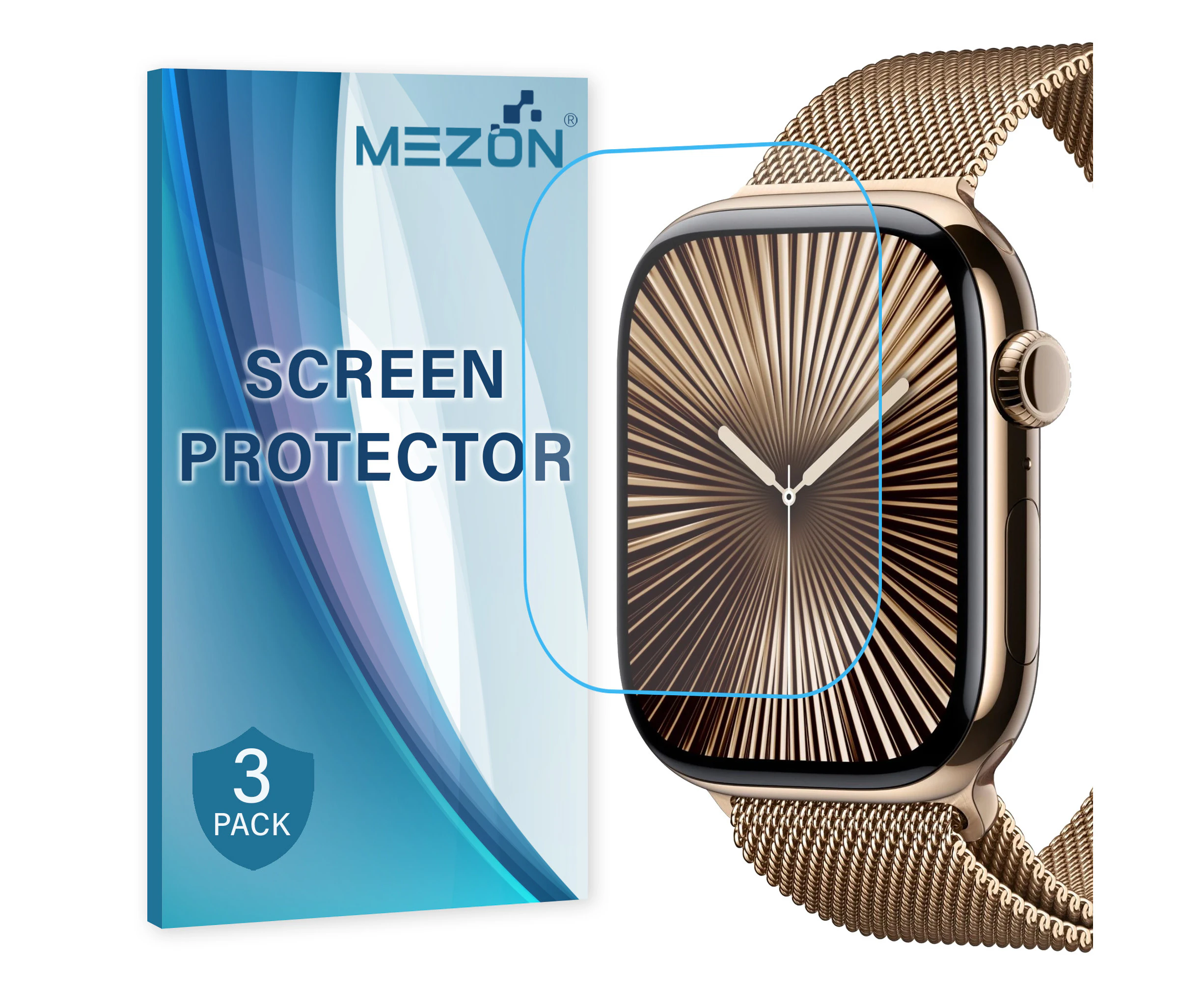 [3 Pack] MEZON Apple Watch Series 10 (46 mm) Ultra Clear TPU Film Screen Protectors – High Protection, Shock Absorption (Apple Watch 10 46mm, Clear)