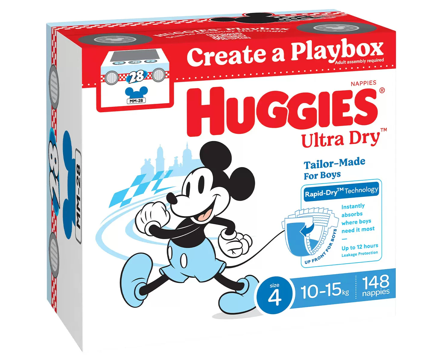 Huggies Boys' Ultra Dry Nappies Size 4 Toddler (10-15kg) 148 Nappies