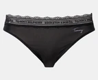 Tommy Hilfiger Women's Microfibre Logo Lace Trim Bikini Briefs 3-Pack - Wine/Beige/Black