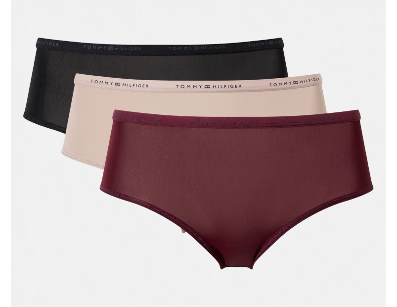 Tommy Hilfiger Women's Microfibre Hipster Briefs 3-Pack - Wine/Beige/Black