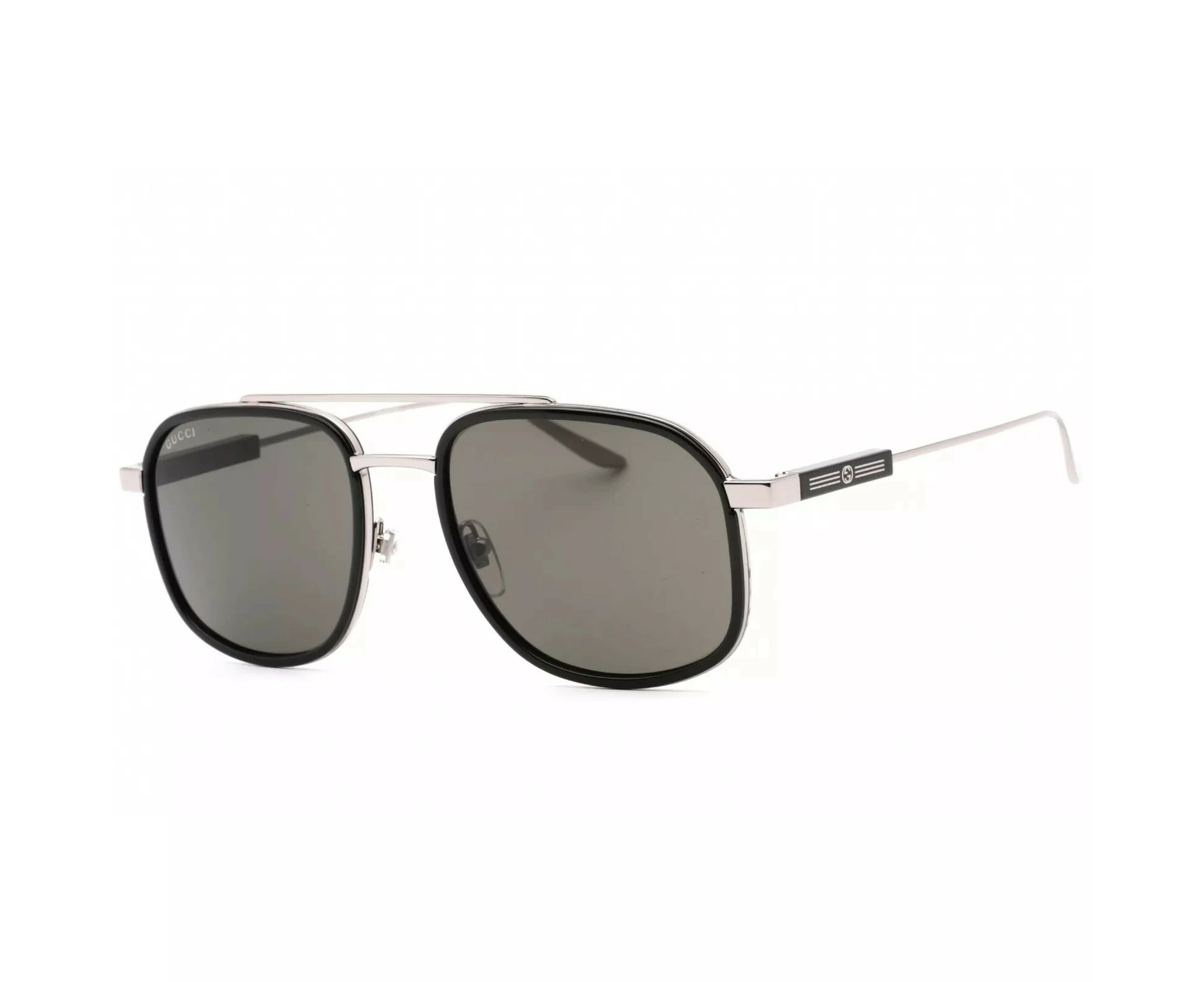 Gucci Men's GG1310S 001 Ruthenium / Grey Aviator Style Full Rim Sunglasses