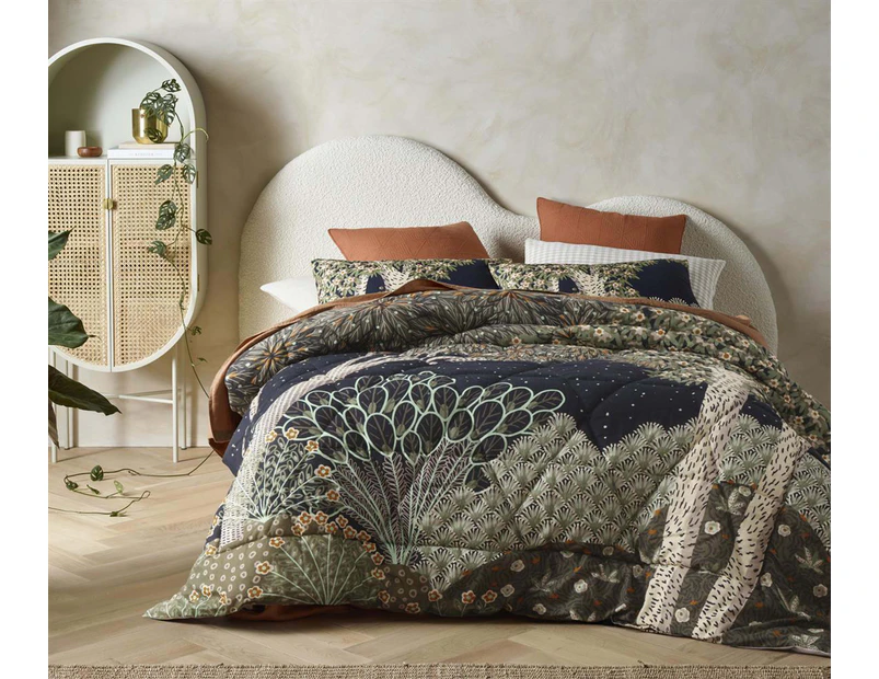 Accessorize Forest Linen Cotton Printed 3 Piece Comforter Set