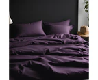 RAGA 100% Cotton Quilt Cover Set (375 Thread Count), Super Soft with Sateen Weave, 3 Pieces Doona Cover Set, Solid Plain Dark Purple Color