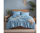 RAGA 100% Cotton Quilt Cover Set (375 Thread Count), Super Soft with Sateen Weave, 3 Pieces Doona Cover Set, Solid Plain Sky Blue Color