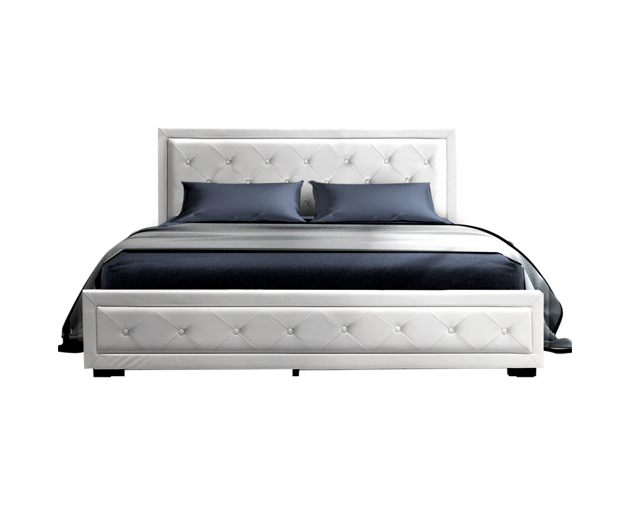 Bed Frame Double Size Gas Lift White