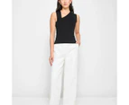 Sleeveless Asymetrical Crepe Knit Top - Preview