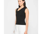 Sleeveless Asymetrical Crepe Knit Top - Preview