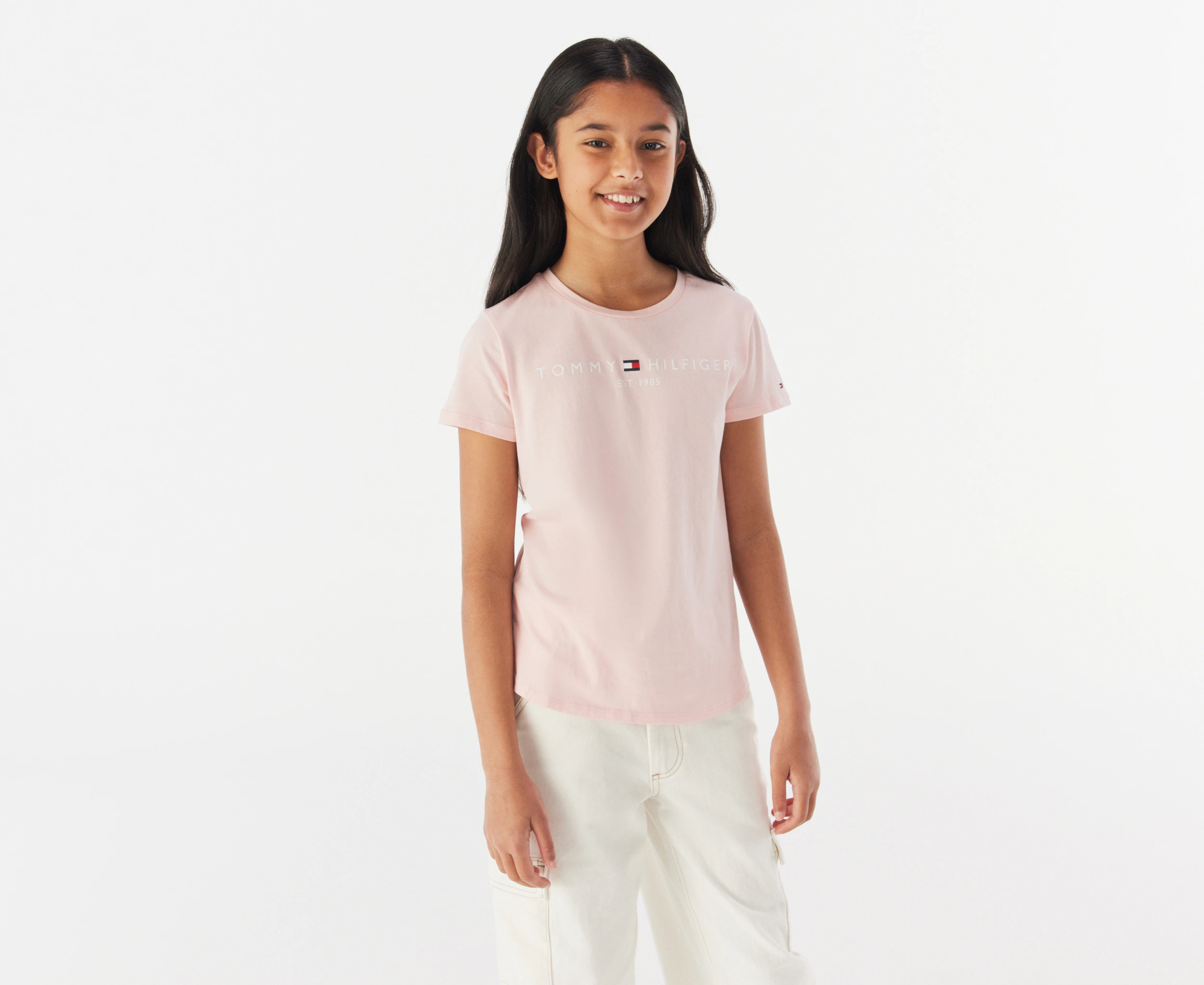 Tommy Hilfiger Youth Girls' Essential Short Sleeve Tee / T-Shirt / Tshirt - Whimsey Pink