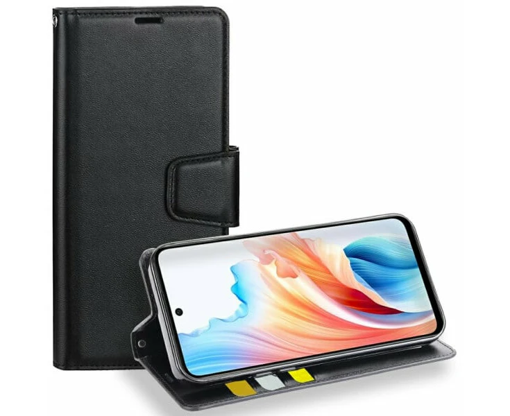 For Oppo A79 5G Hanman Leather Wallet Case Flip Card Holder Slots Magnetic Shockproof Cover (Black)