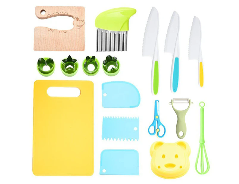 17 Piece Kids Kitchen Knife Set Kids Knife Set for Cutting and Cooking Fruits or Vegetables Kids Safe Chef Knife for Toddlers