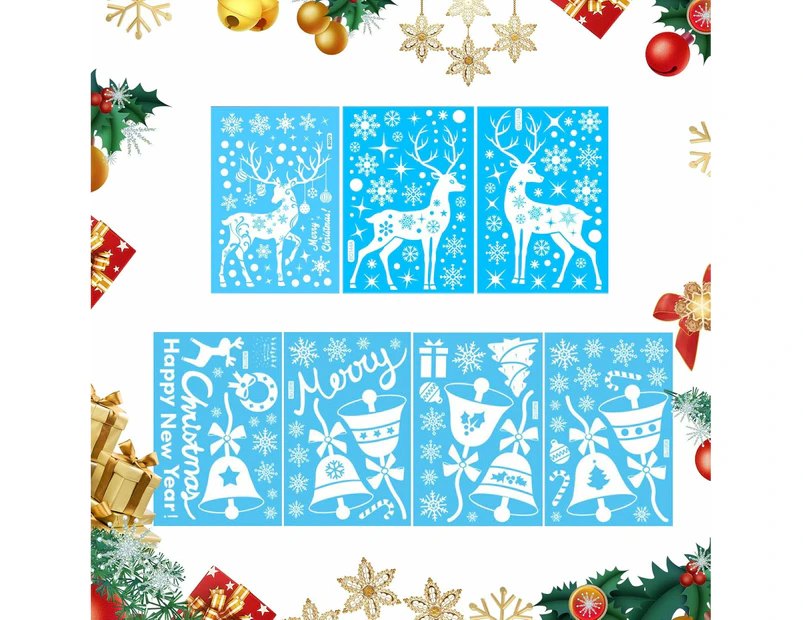 xmas Window Stickers Children 30 X 20 cm White Window Stickers Double-Sided Static Stickers Reindeer Snowman xmas Decoration Stickers for Window Decoration