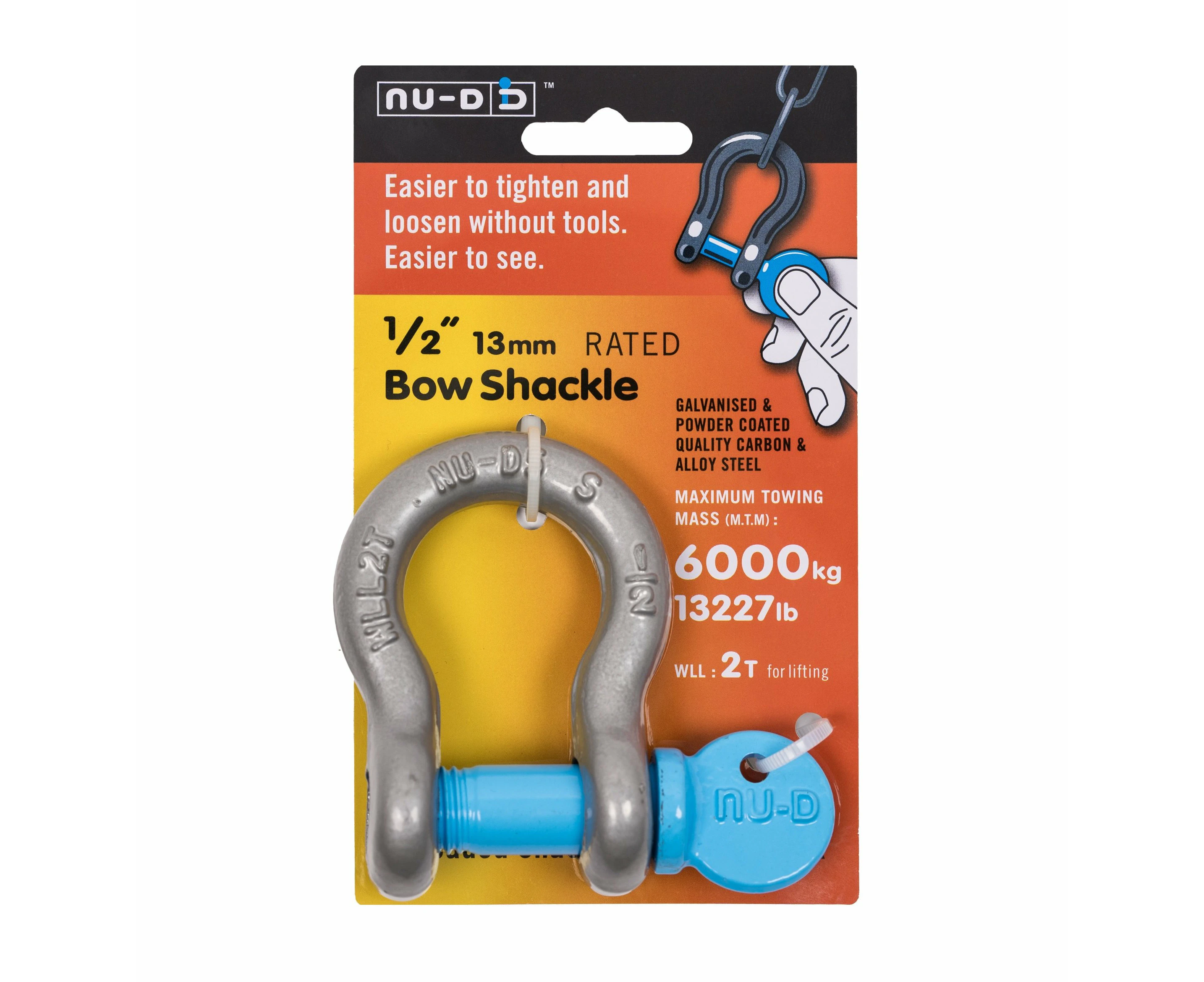 Nu-D Galvanised Bow Shackle 13mm