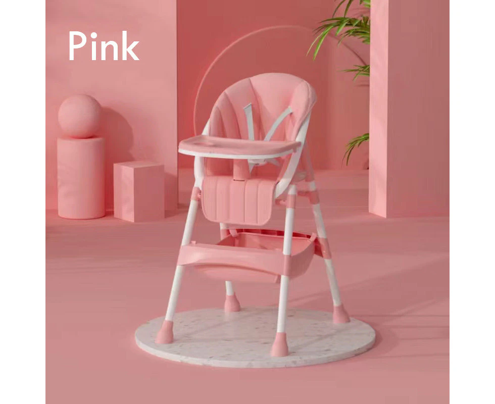 Baby Highchair High Chair Kids Infant Dinner Seat Eating Adjustable Portable - Pink