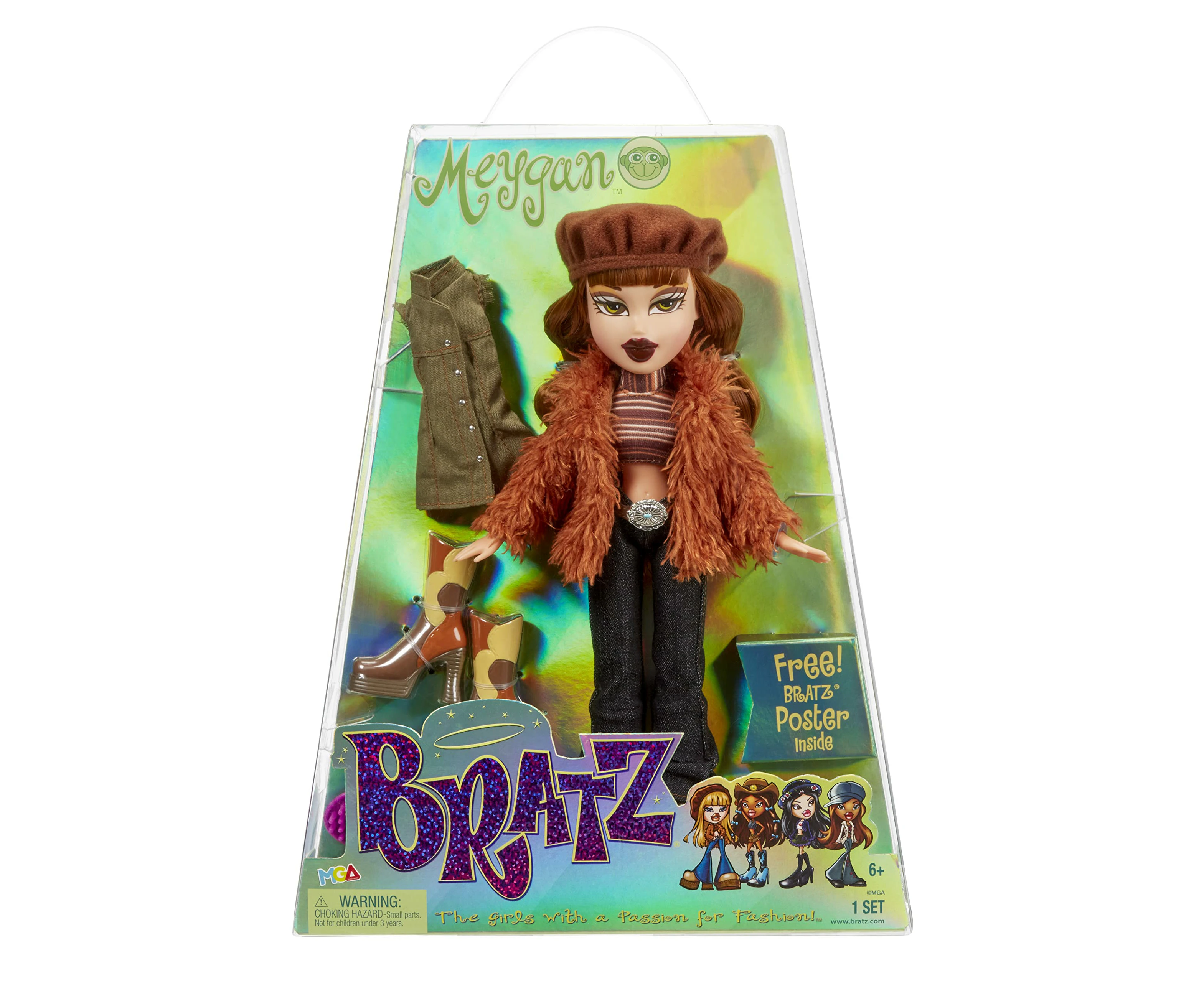 Bratz Original Meygan Fashion Doll: Rock Your Own Style With Meygan! This Iconic Doll Comes With Two Outfits And A Poster, Inspiring Nostalgic Fun.