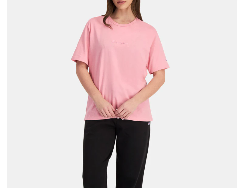 Champion Women's Script Tonal Tee / T-Shirt / Tshirt - Strawberry Milkshake