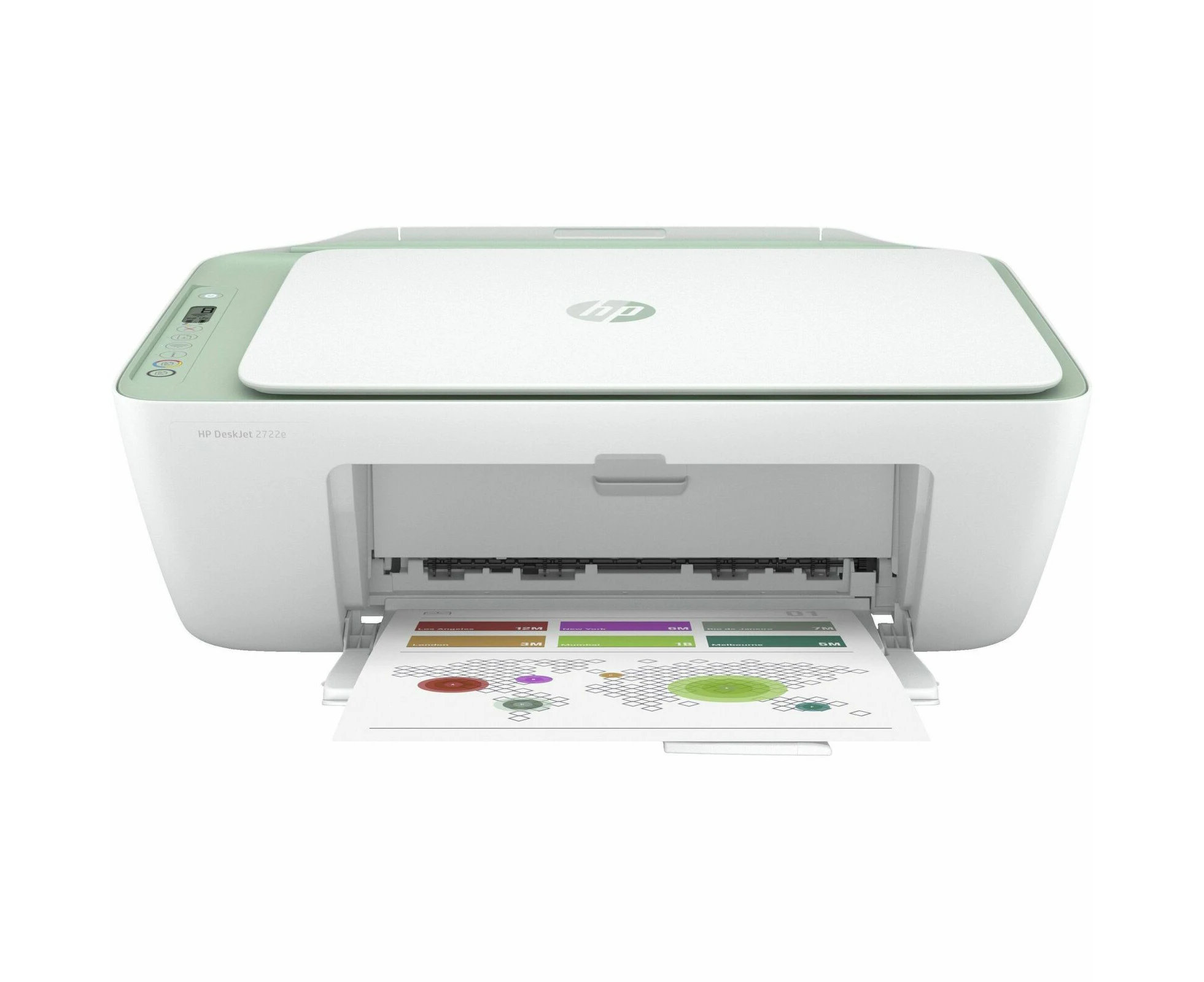 HP Deskjet 2722e Inkjet Multifunction Printer - Green - 10 ppm Mono/10 ppm Color Print - For Plain Paper Print