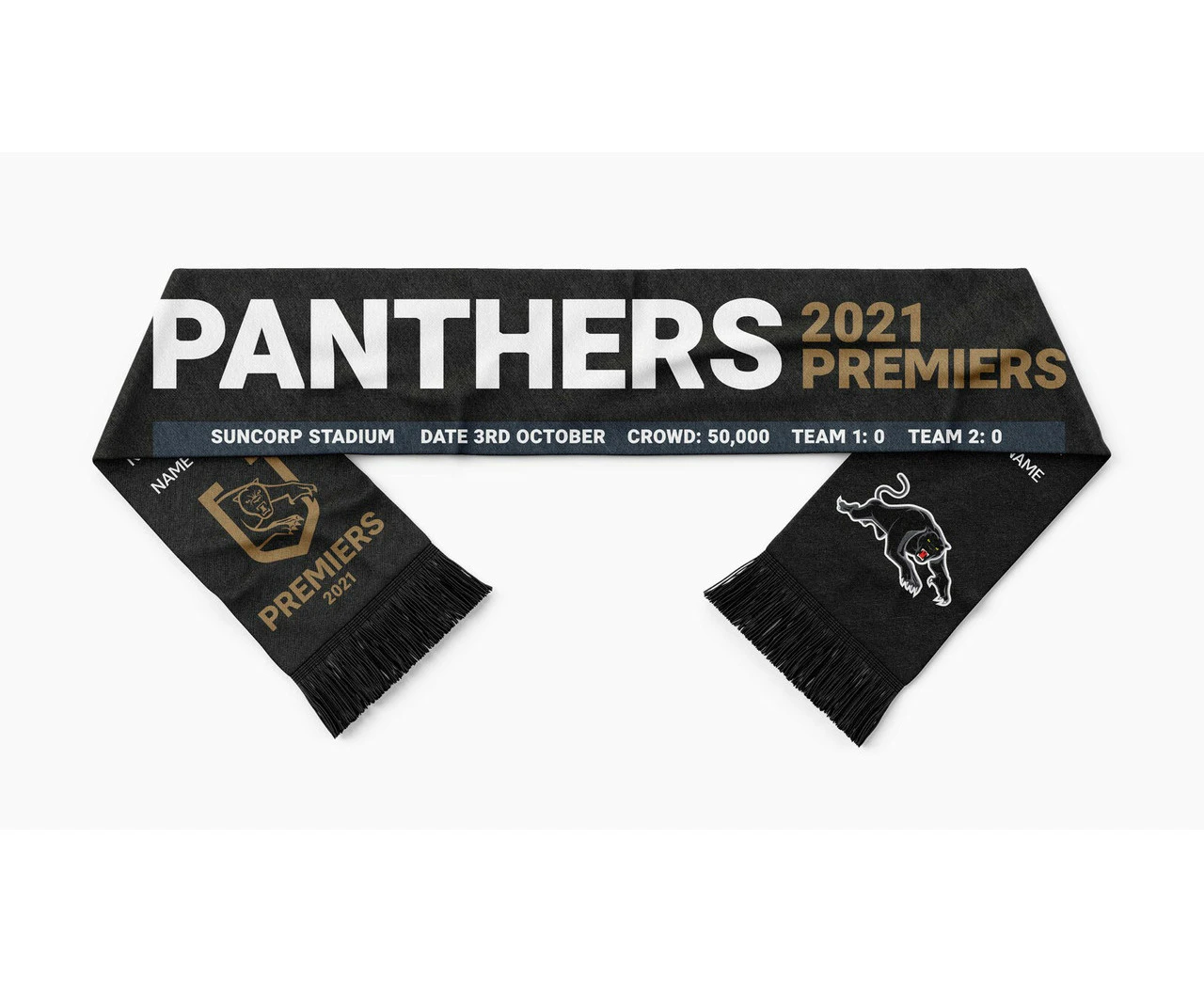 Penrith Panthers NRL 2023 Premiers Premiership Jacquard Knit Footy Scarf