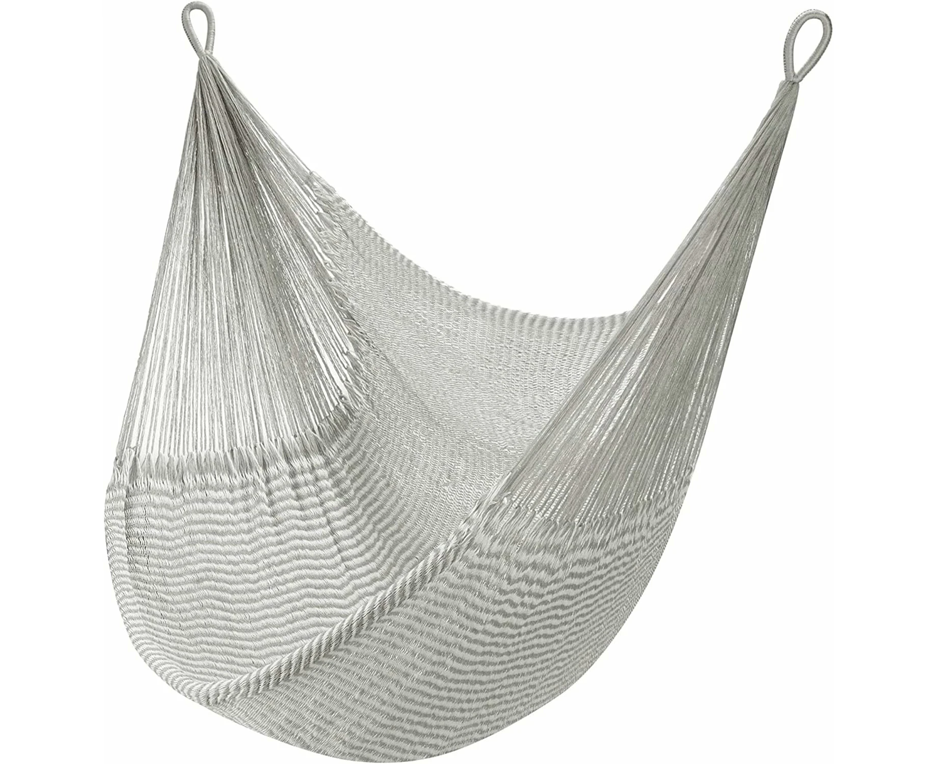 SHA Wellfleet Hanging Chair Hammock Swing, Fits 1 Person (330 lbs), Grey & White