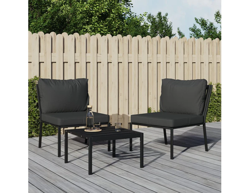 vidaXL Garden Chairs with Grey Cushions 2 pcs 60x74x79 cm Steel