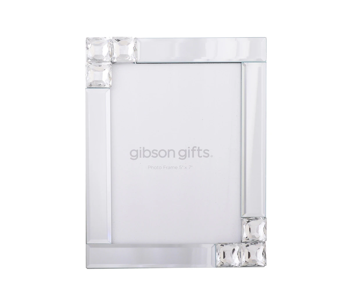 Gibson Gifts Mirror Crystal 5x7'' Picture/Photo Frame Decor Display White