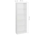 vidaXL 5-Tier Book Cabinet High Gloss White 60x24x175 cm Engineered Wood