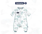 Domiamia- Bamboo Short Sleeve Summer Sleep Sack with Feet Double layer - Whale - L