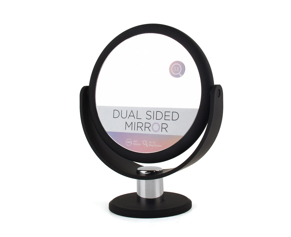 Gibson Gifts Vanity Magnification Makeup Mirror Dual Sided Round Black