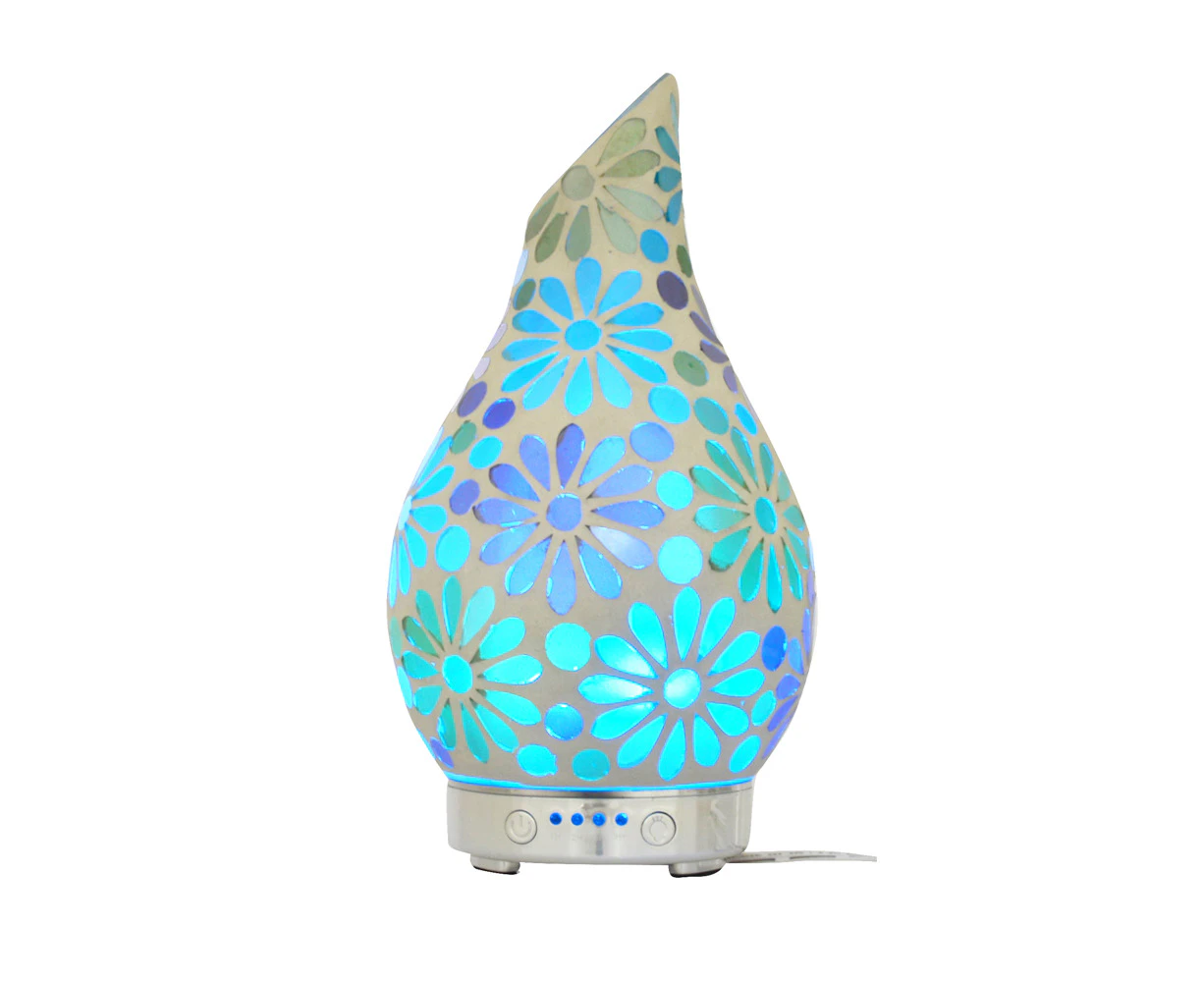 Gibson Gifts Aroma Humidifier Aromatherapy Mist Diffuser 24cm Mosaic Flower