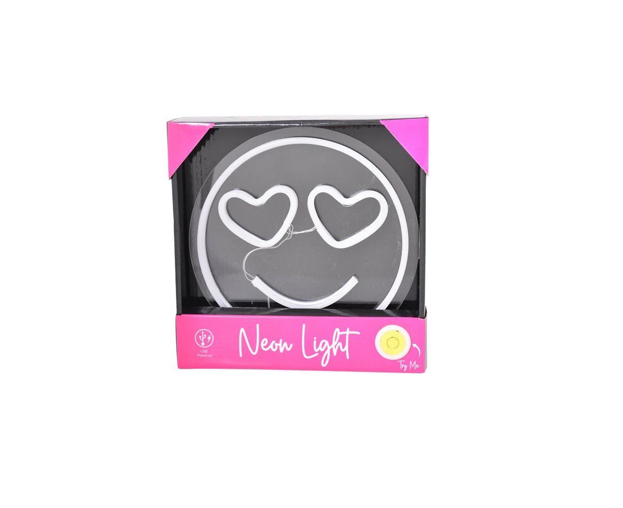 Gibson Gifts Smiley Face LED Neon Sign Light Stand Home Tabletop 22cm Decor