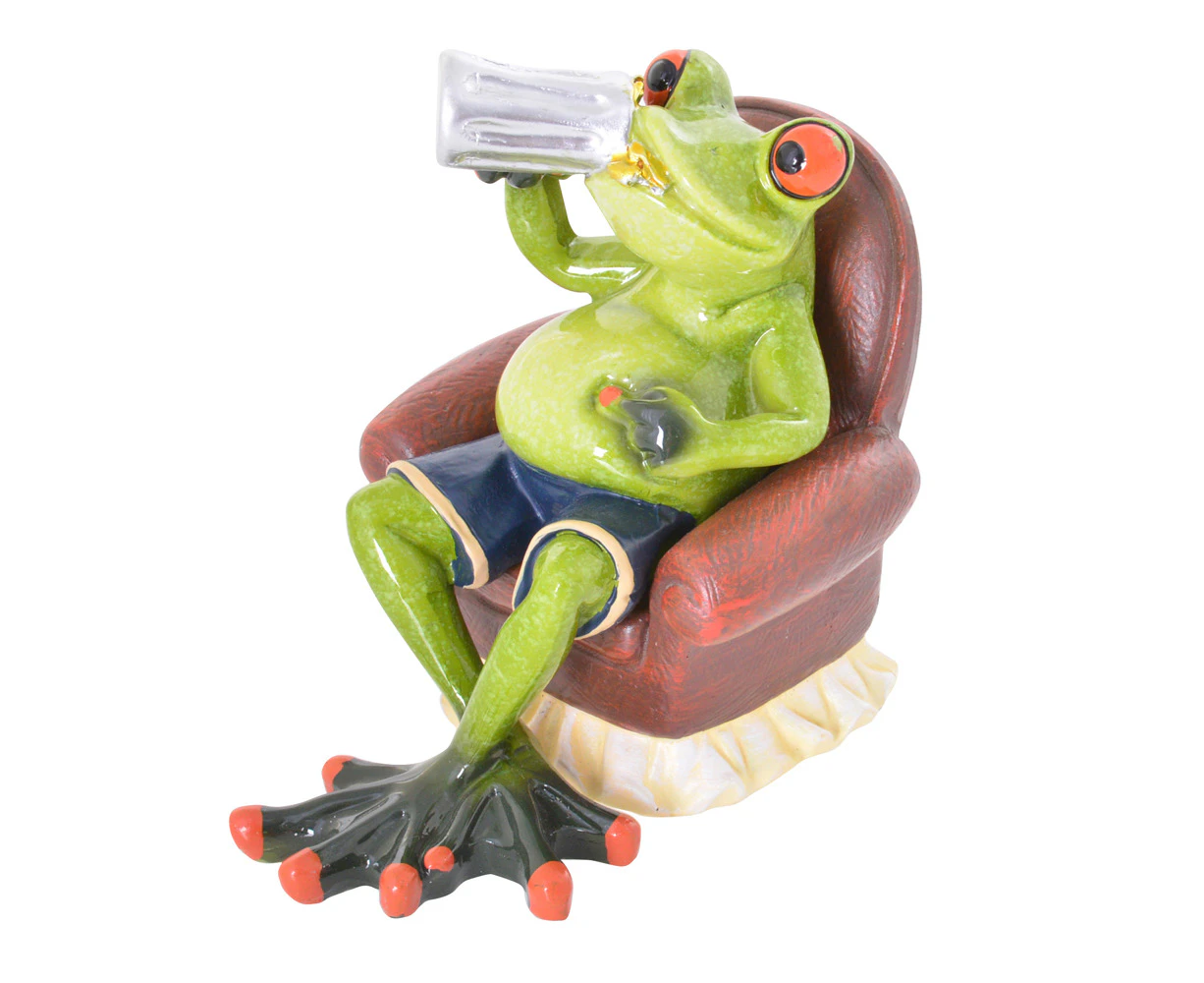 Gibson Gifts Funny Frog Beer Drinker Figurine Home Tabletop Fun Decor 12x12cm