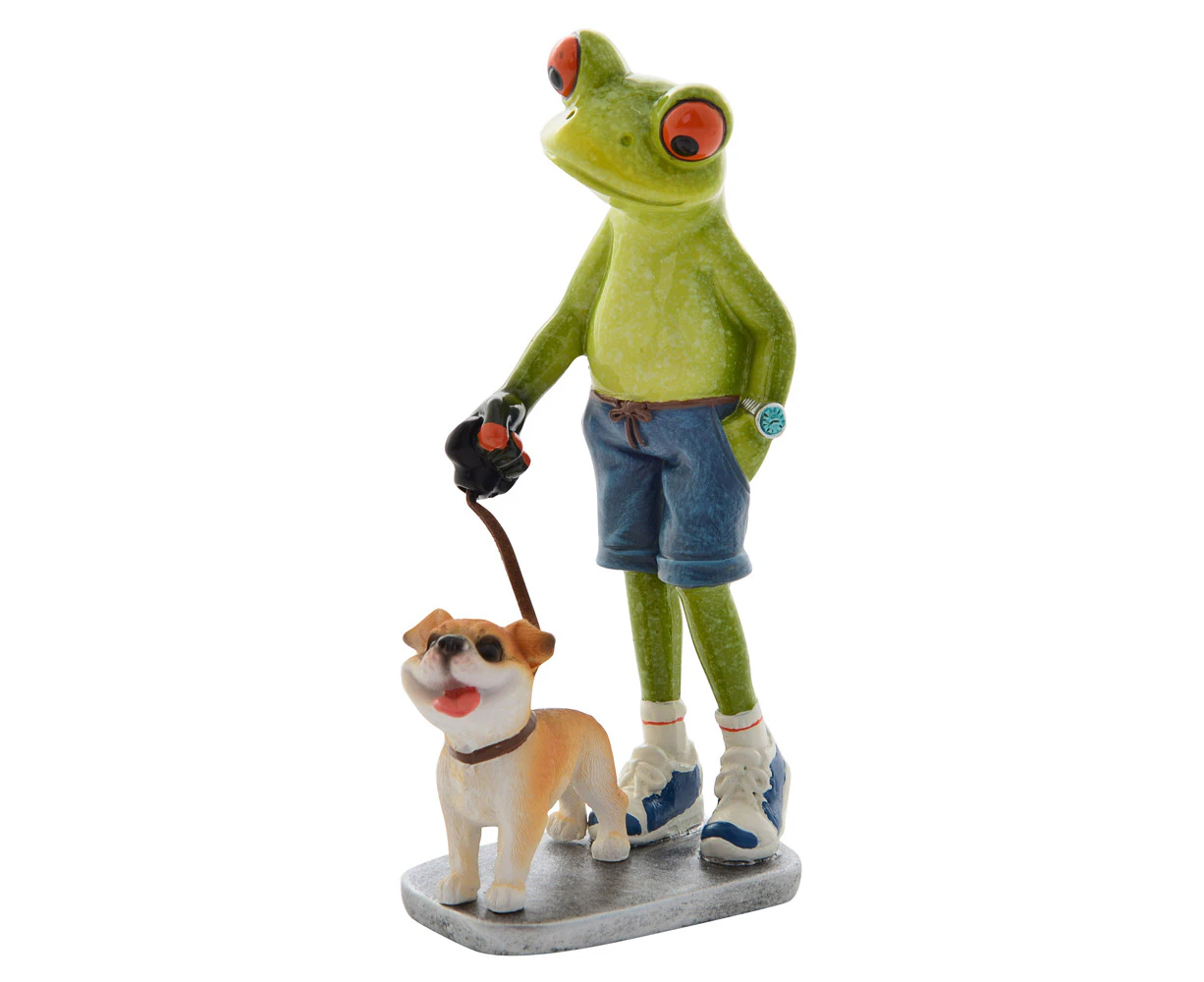 Gibson Gifts Funny Frog Dog Walk Figurine Home Tabletop Display Decor 16x9cm