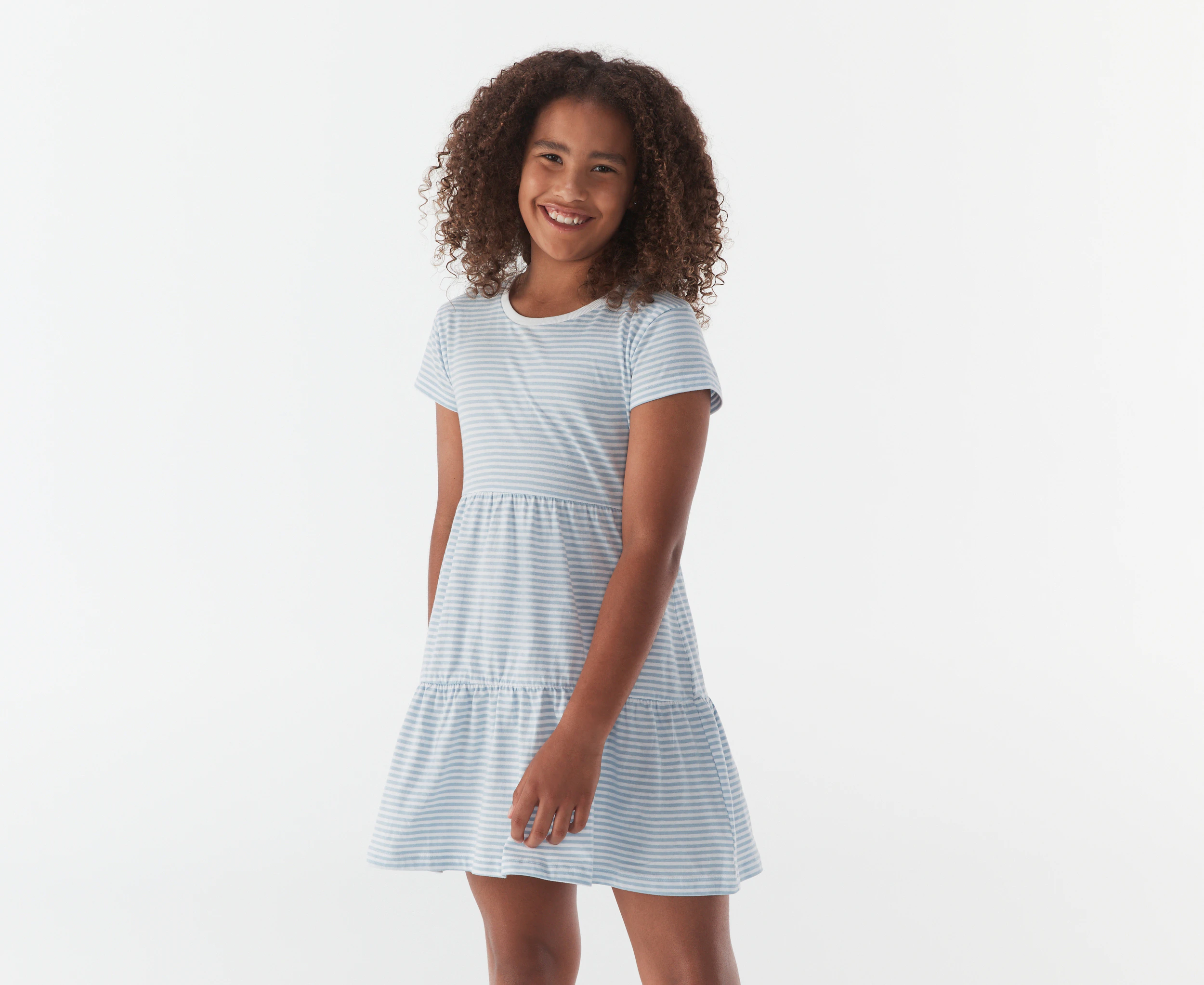 Eve Girl Youth Stripe Beach Dress - Blue