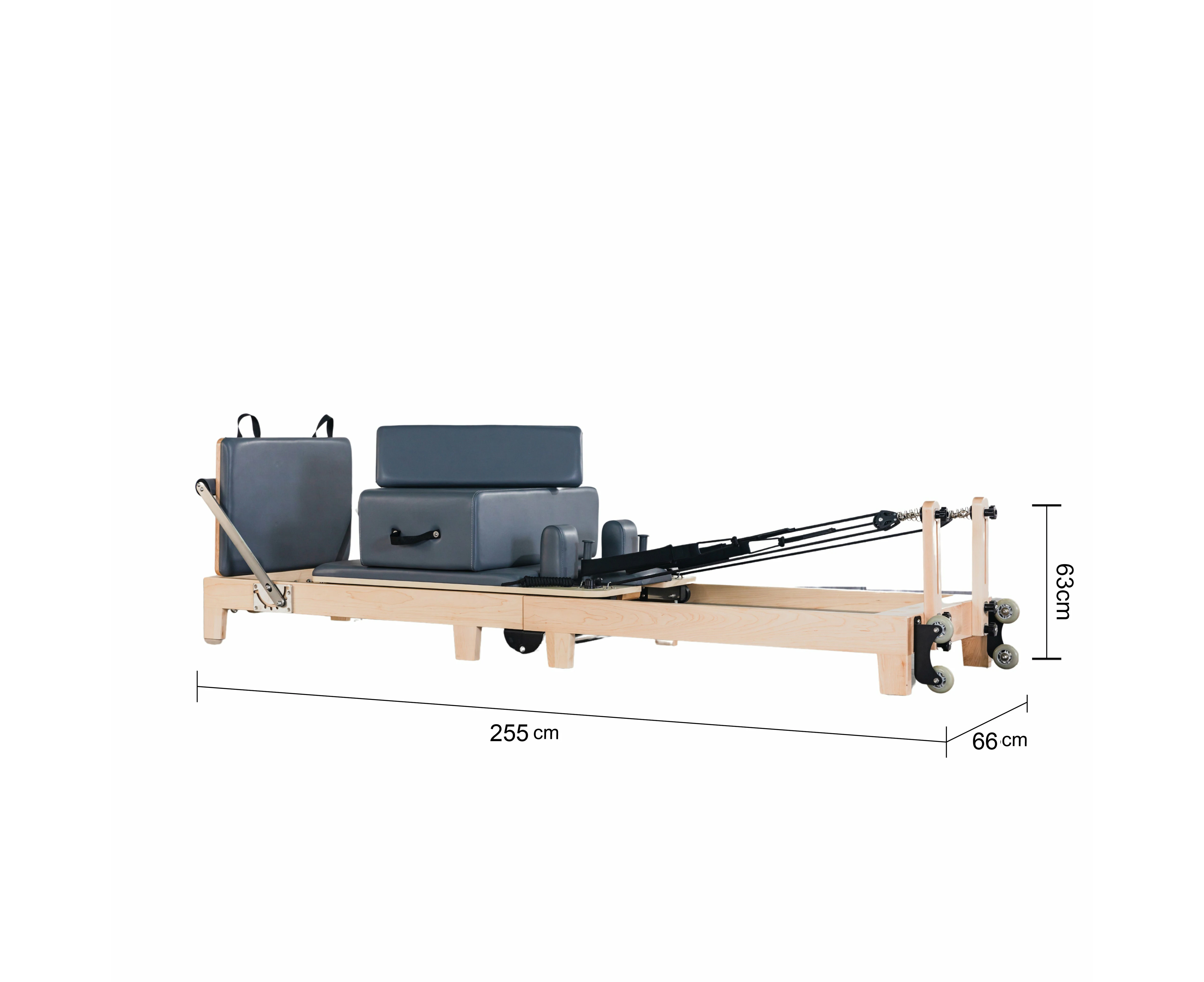 Foldable Pilates Reformer Oak Wood - Grey Leather