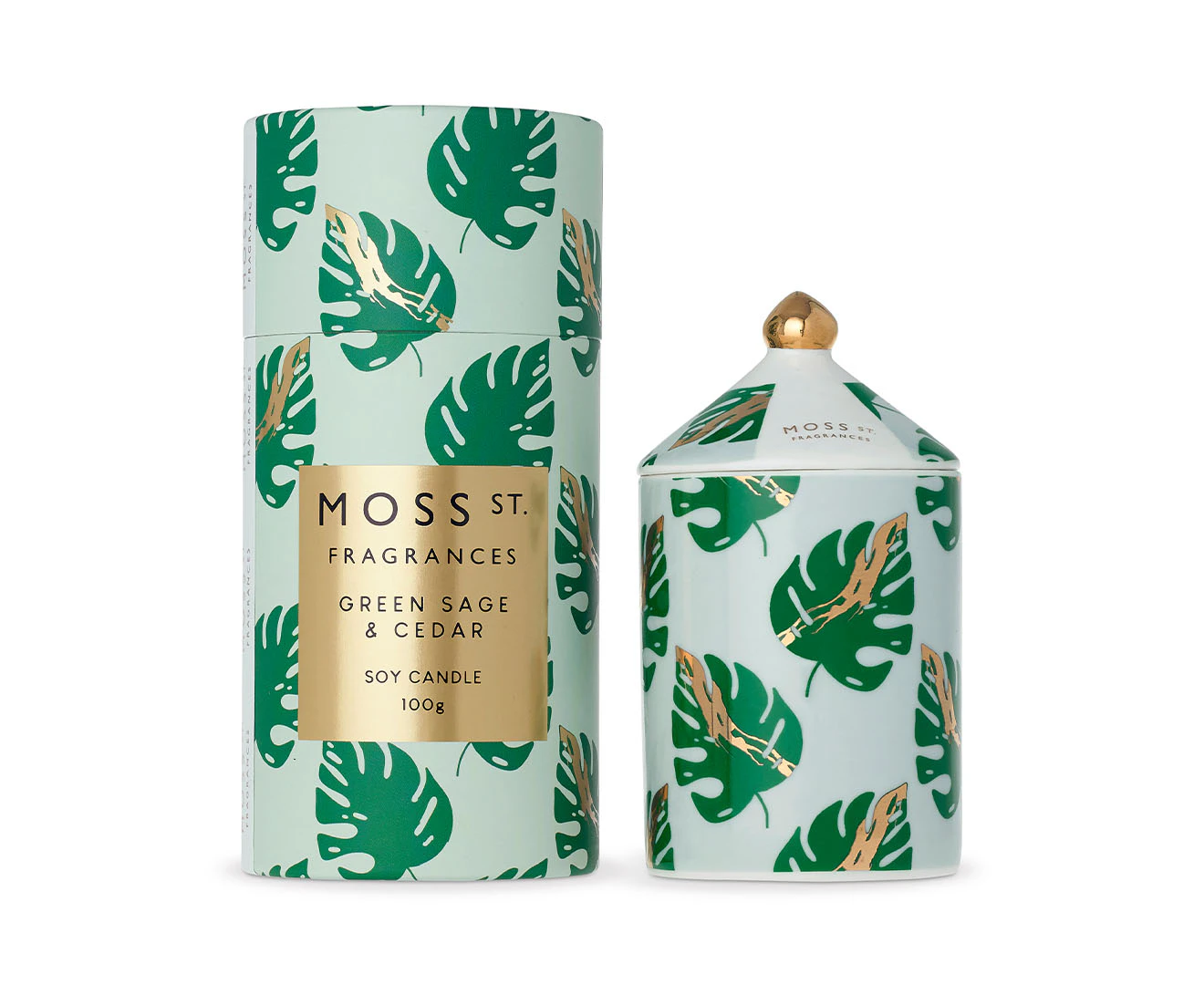 Moss St. Green Sage & Cedar Ceramic Soy Candle 100g