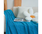 SOGA Blue Diamond Pattern Knitted Throw Blanket Warm Cozy Woven Cover Couch Bed Sofa Home Decor with Tassels