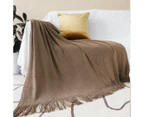 SOGA Coffee Acrylic Knitted Throw Blanket Solid Fringed Warm Cozy Woven Cover Couch Bed Sofa Home Decor