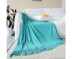 SOGA Teal Acrylic Knitted Throw Blanket Solid Fringed Warm Cozy Woven Cover Couch Bed Sofa Home Decor